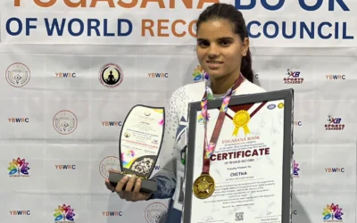 CHETNA CHAUDHARY shines in SARVANG ASANA, securing the world record 09 minutes 01 seconds